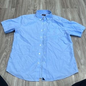 Blue button up dress short sleeve shirt